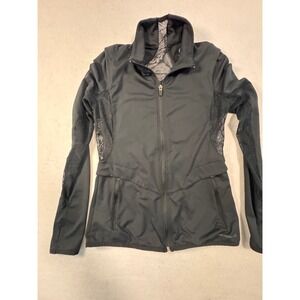 Merrell Womens Black Full Zip Athletic Jacket Mesh Back Thumbholes Mock Neck